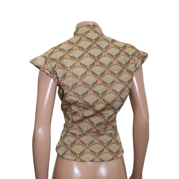 AVANT GARDE Oriental Brocade Vest Top Cap Sleeve S-M - Picture 2 of 8